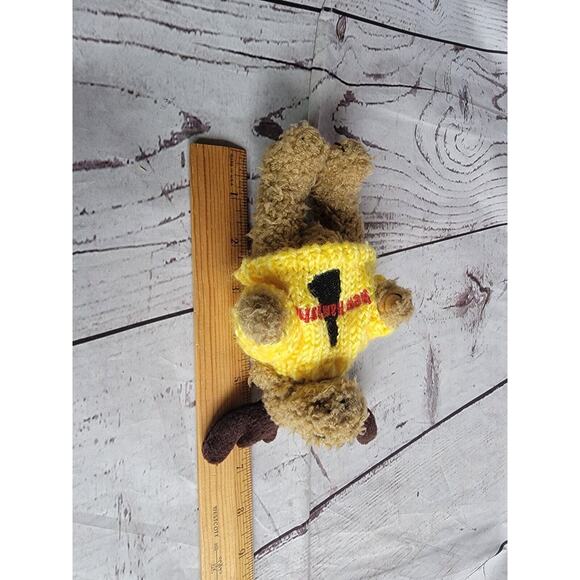 Brown Moose Yellow Knitted New Hanpshire Sweater Plush Stuffed Animal Gift Toy - Picture 7 of 7